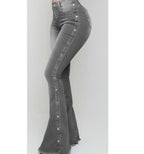 High Waist Stretch Ladies Mopping Denim Flared Pants