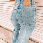 Ladies Denim Pants with Ripped Holes Women's Pants