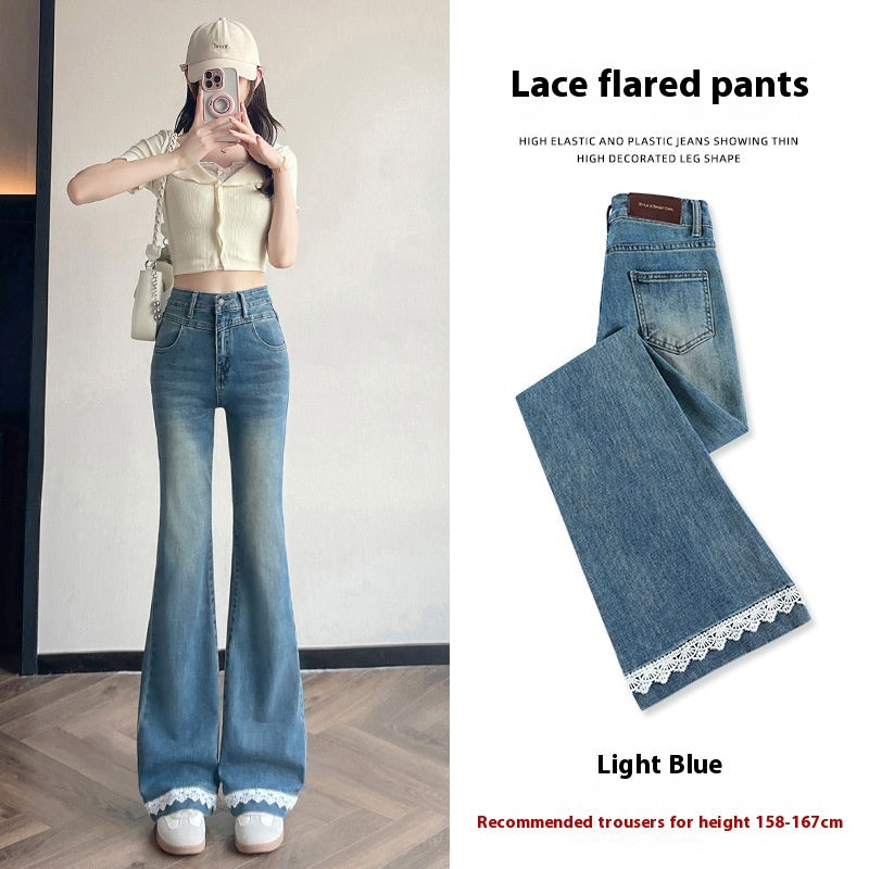 Lace Denim Bell Bottom Pants For Women