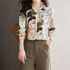 Casual Vacation Leopard Print Button Long Sleeve Shirt Women's Clothing