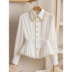 Special Interest Light Luxury High-grade Pleated Collar White Shirt