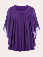 European And American Plus Size Women's Clothes New Belly-covering Slimming Loose Solid Color Short Sleeve