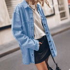 Personalized Large Pocket Loose Denim Shirt