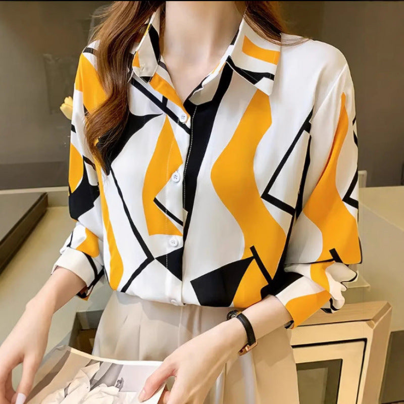 Fashion Casual Shirt Digital Printing Lapel Long Sleeve Shirt