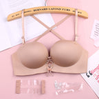 Invisible drawstring gather bra
