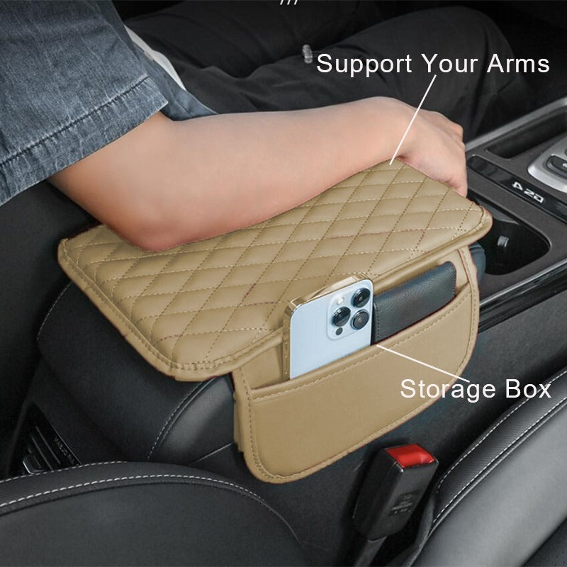 Car Armrest Box Reinforced Pad With Side Storage Bag