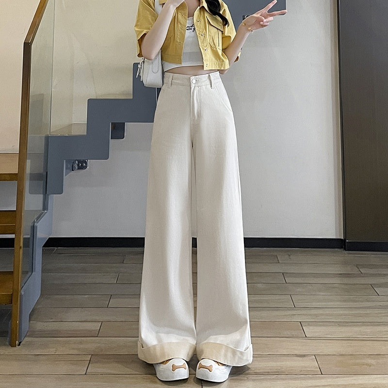 Tea Gray Flared Jeans Women's High Waist Slimming Bootcut Pants