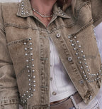Women's Decorative Rivets Denim Jacket