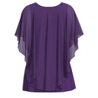 European And American Plus Size Women's Clothes New Belly-covering Slimming Loose Solid Color Short Sleeve