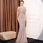 Sequin Long Slim Slimming Fishtail Dress